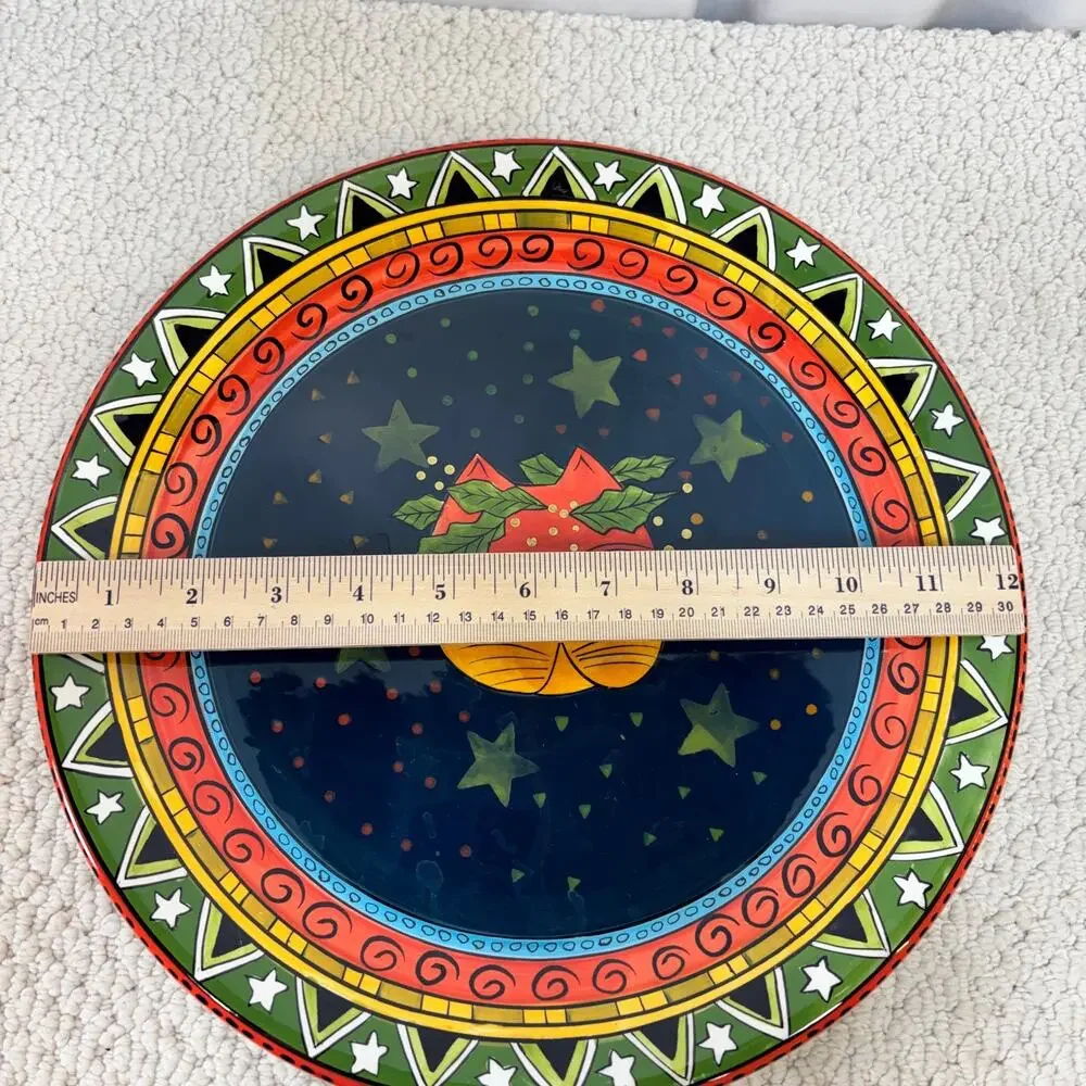 Laurel Burch Christmas Cat Platter VTG 1993 Casa Bella by Ganz 12